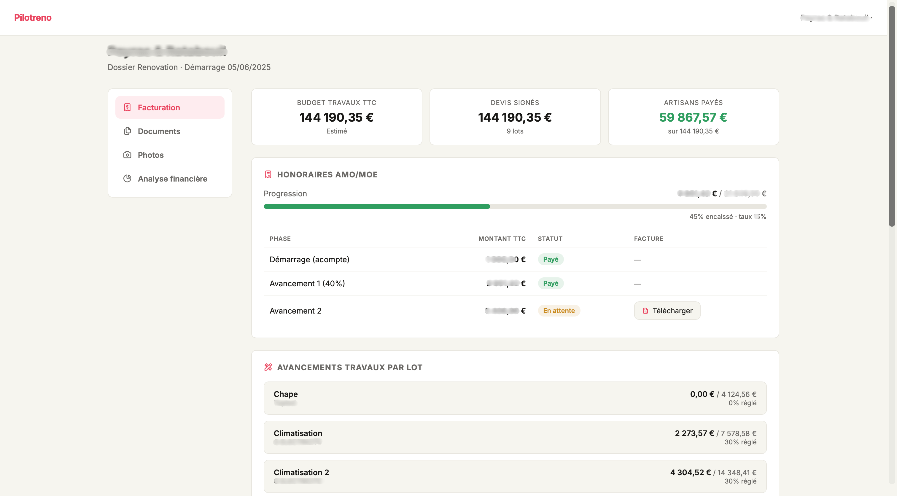 Espace client — facturation